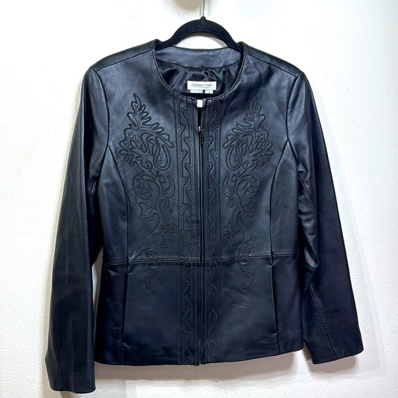 (P2) Coldwater Creek Womens
Black 100% Leather Womens‎ Jacket
with Embroidered,S - Picture 4 of 11